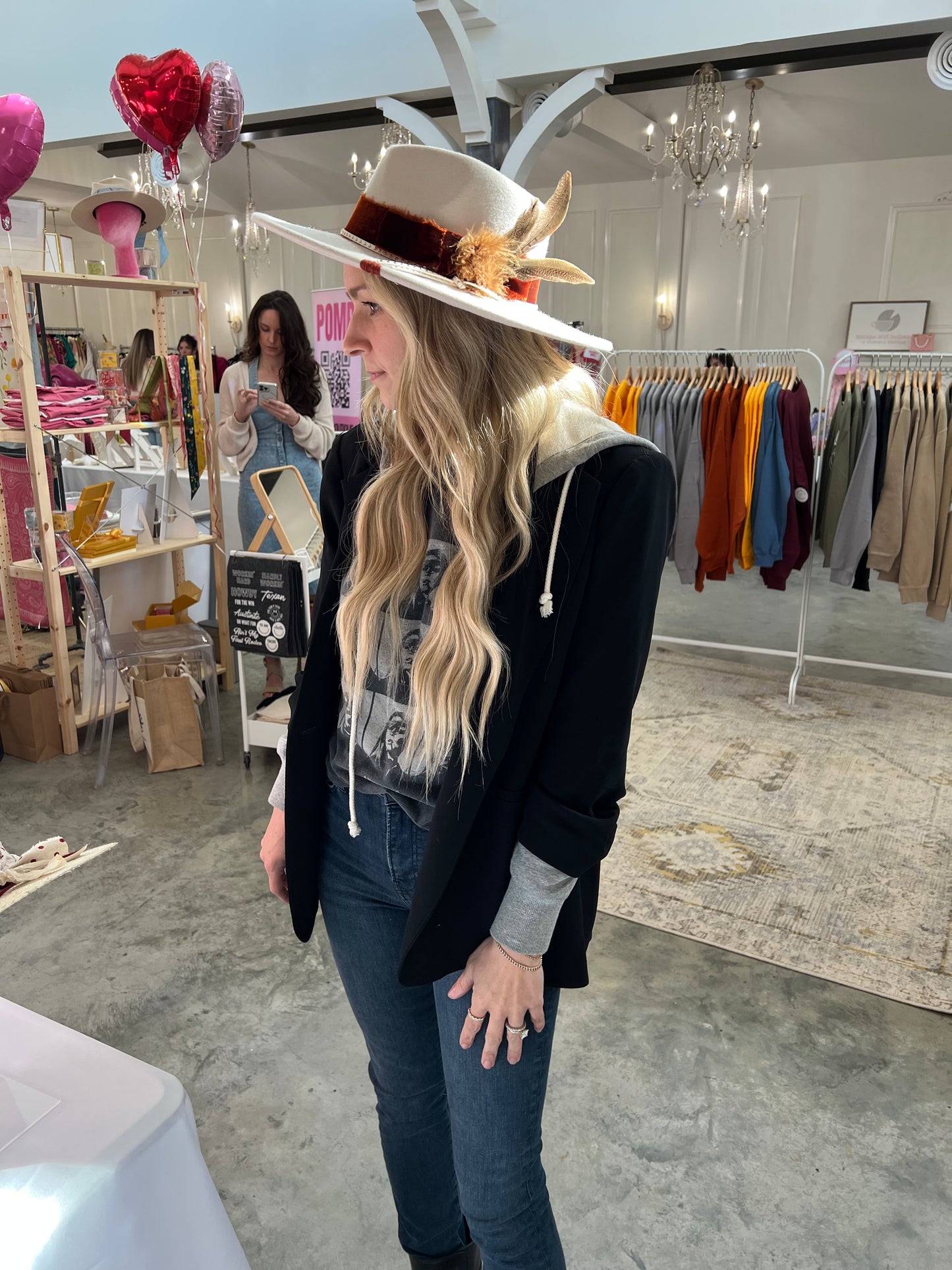 Preppy Rancher in Burnt Orange & Feathers