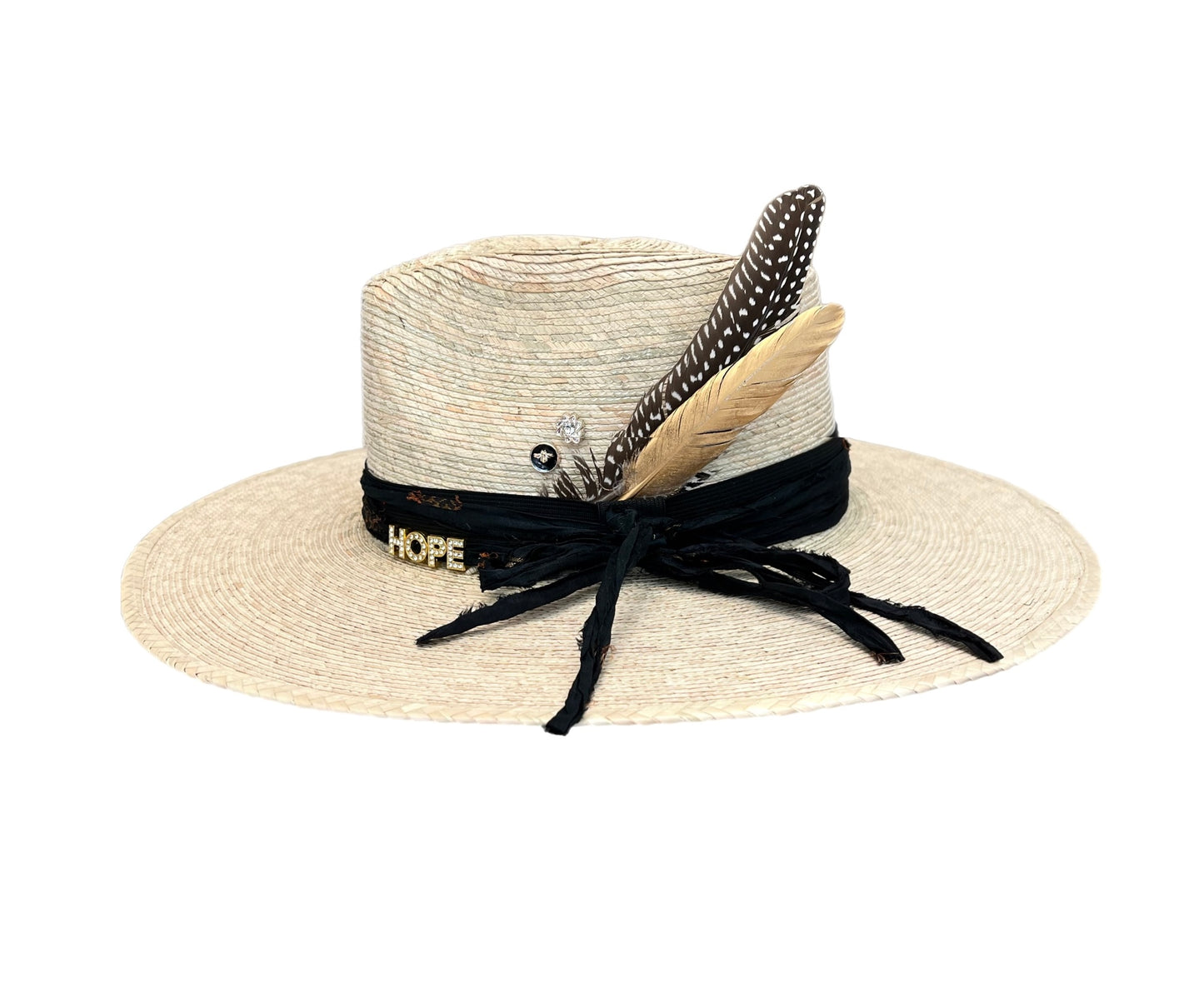Hats for HOPE Classic Straw Rancher in Black & Gold