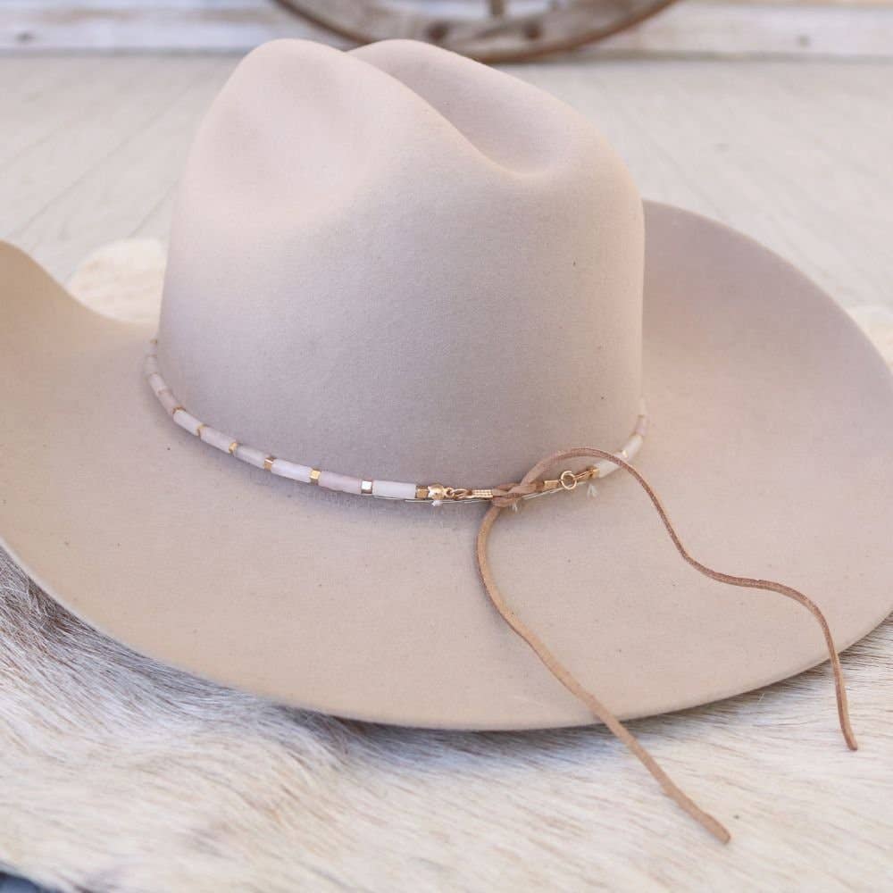 White Jade Stone Hat Band