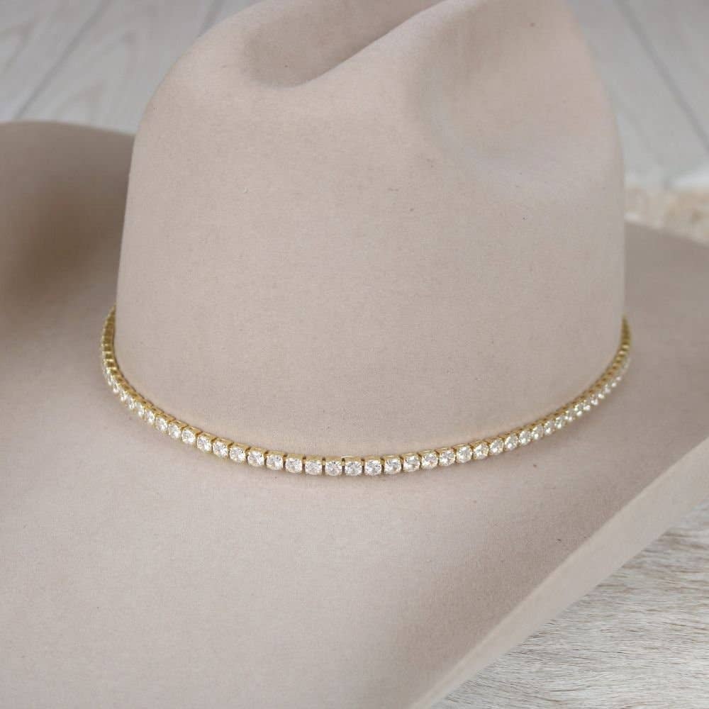 14K Gold Tennis Chain Rhinestone Hat Band