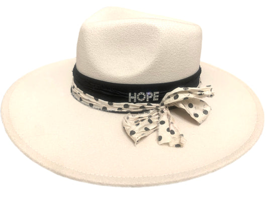 Hats for HOPE Winter White Rancher in Polka Dot