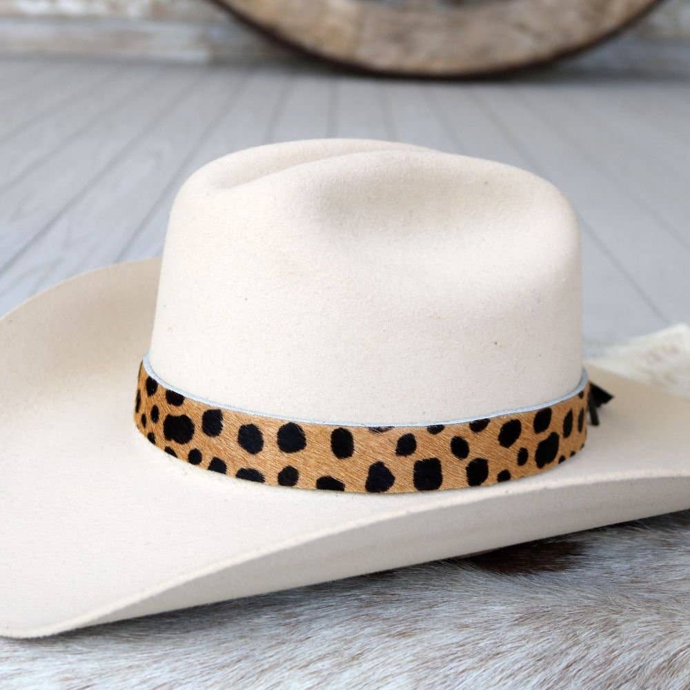 Spotted Print Leather Hat Band