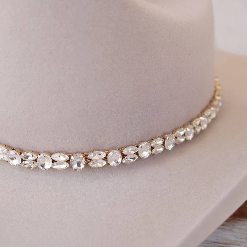 Rose Gold Rhinestone Hat Band