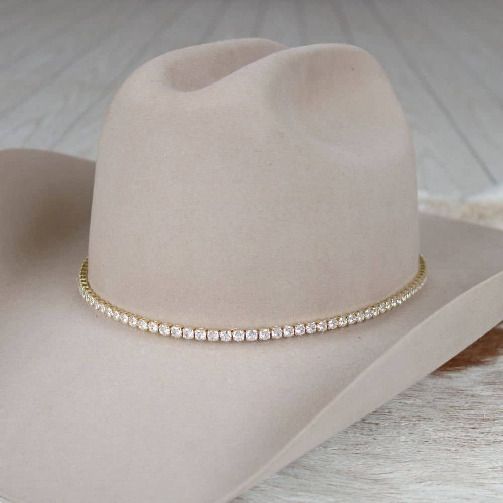 14K Gold Tennis Chain Rhinestone Hat Band
