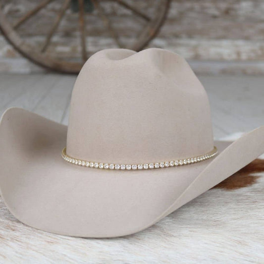 14K Gold Tennis Chain Rhinestone Hat Band