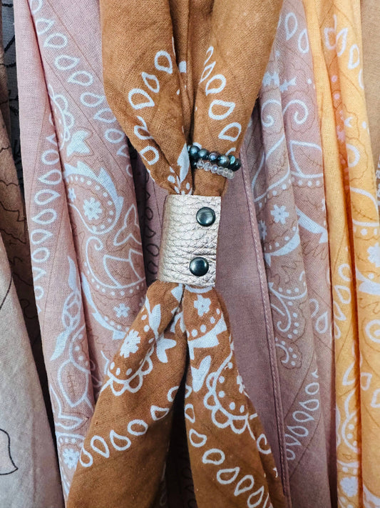 Branded Leather Bandana Slide