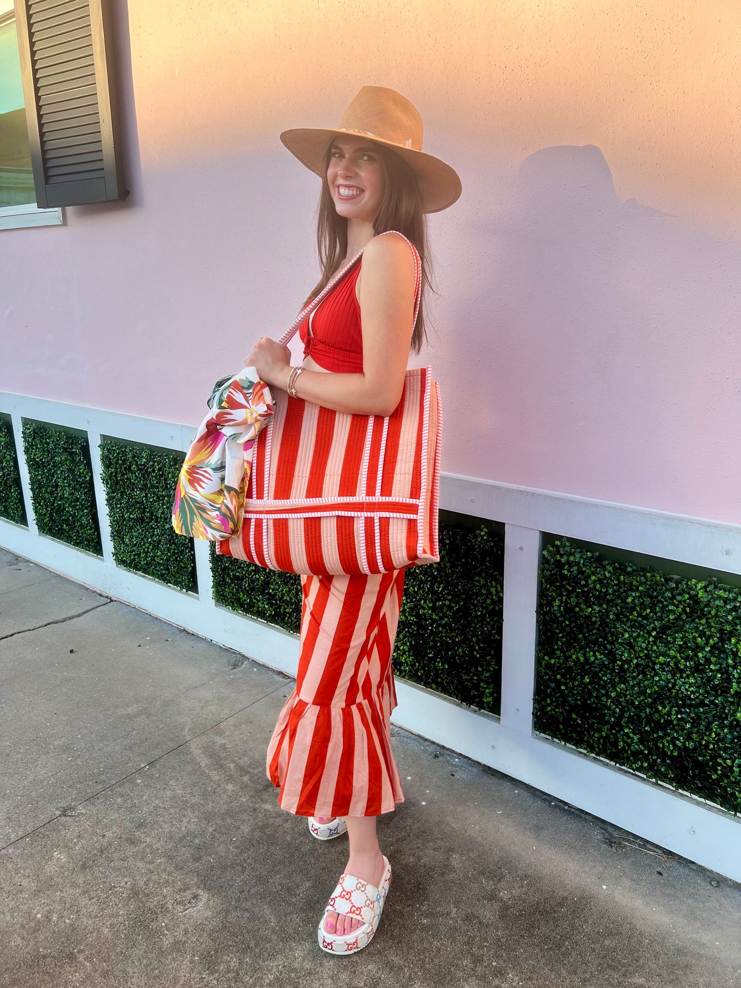 Sunset Stripe Beach Tote