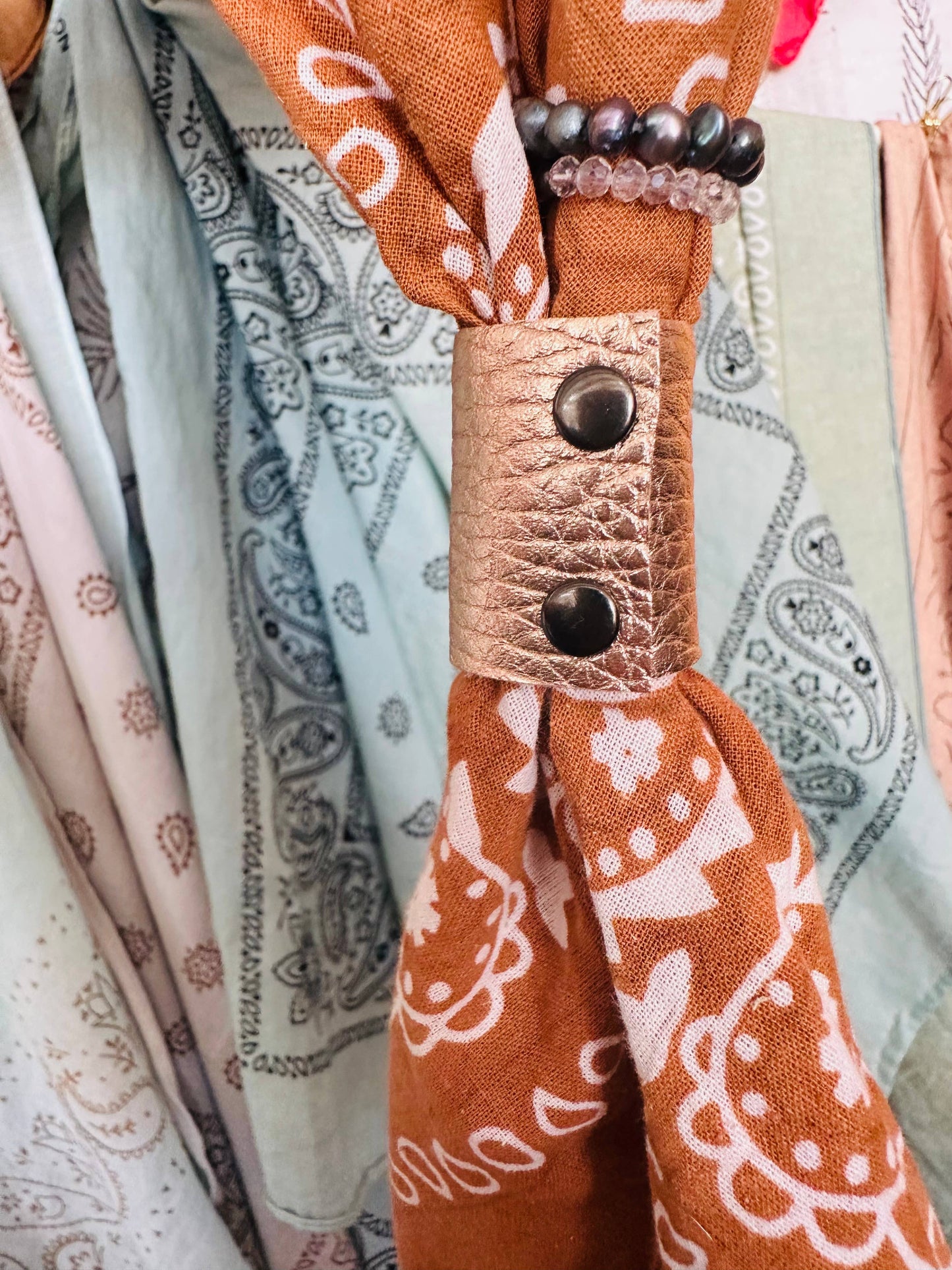 Branded Leather Bandana Slide