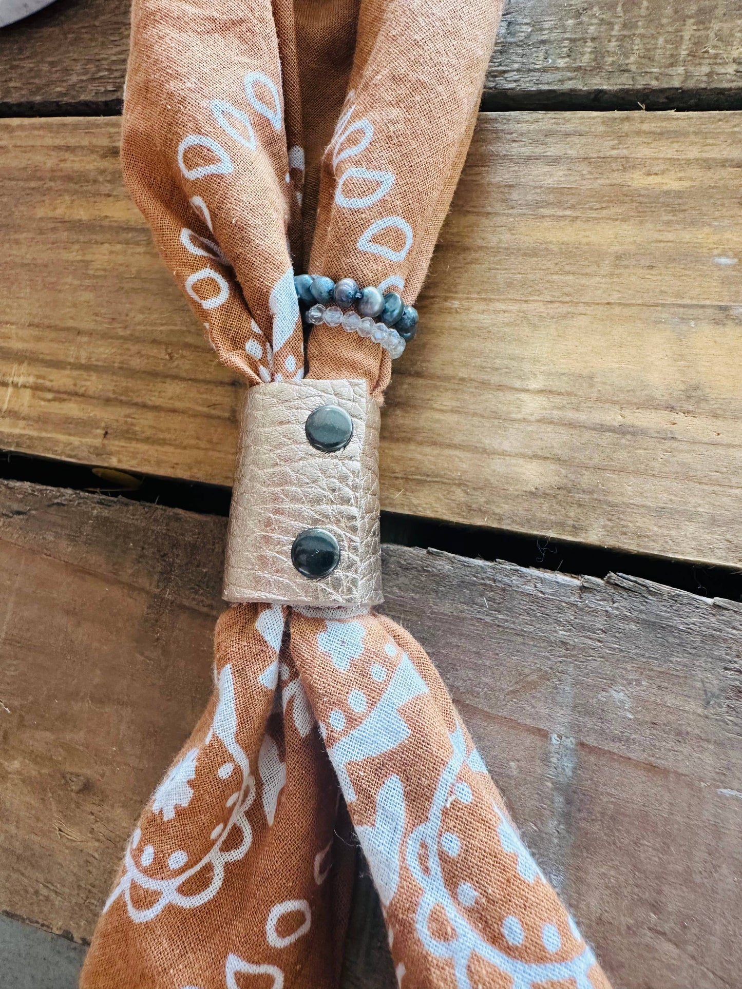Branded Leather Bandana Slide