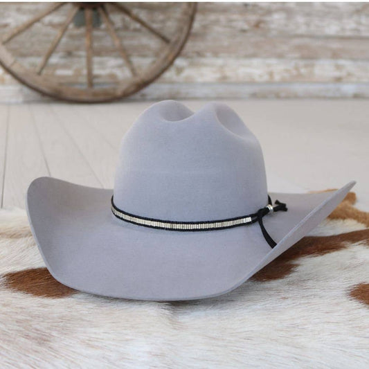 Silver & Black Lane Stitch Hat Band